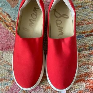 Sam Edelman platform red sneakers